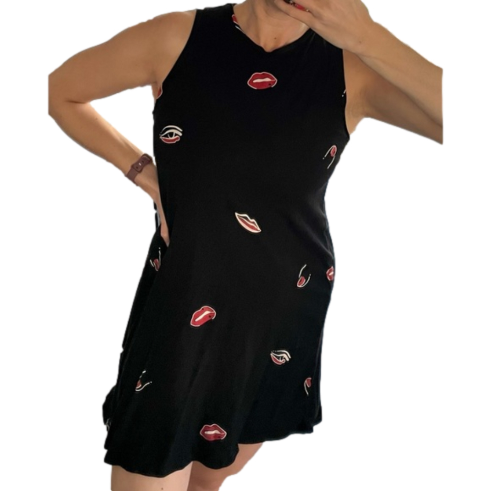 Cheap Monday Talk Makeup black lips print shift dress